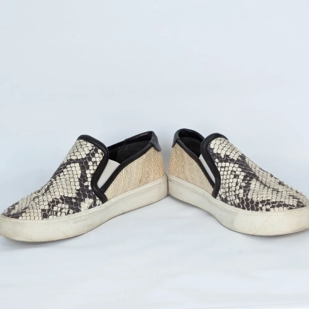 Vince Classic Leather Snakeskin‎ Slip-On Sneakers Size 7